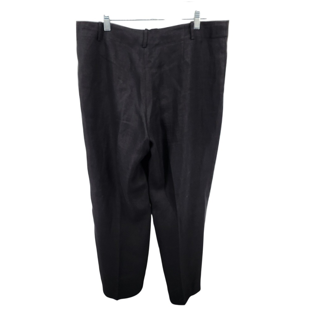 Lauren Ralph Lauren 14 Black Linen Sanderson Pants Straight Leg Career Workwear - Picture 10 of 10